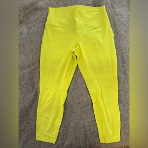 Lululemon NEON Yellow Leggings With Pockets Like New Size 14